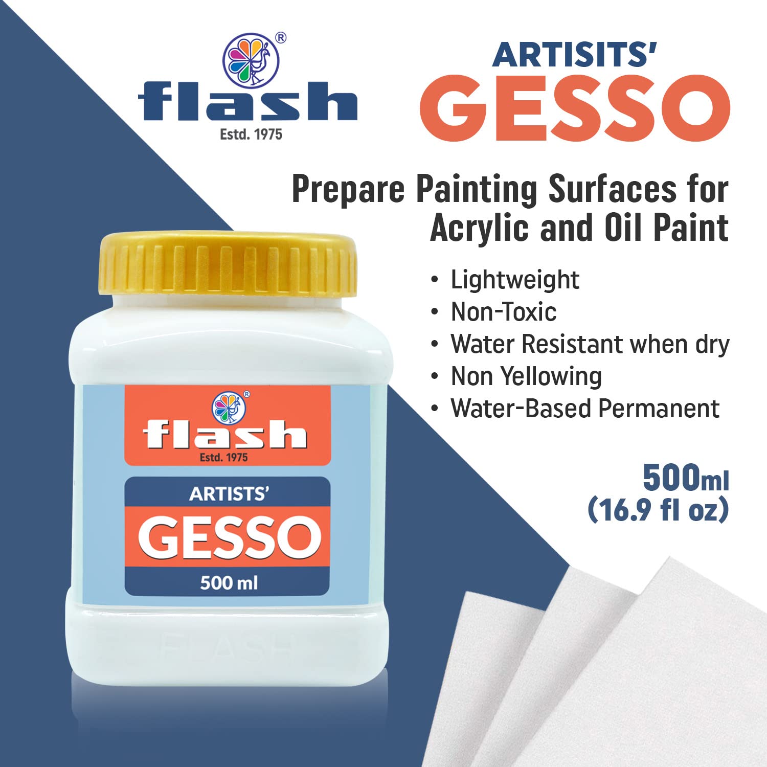 Flash Gesso For Acrylic Painting-Water Base Non-Toxic Universal Gesso Paint Primer For Artist Professionals Hobby Painters (500 ml-Gesso White) 1