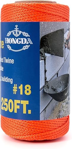 HONGDA Cuerda de nailon, cuerda de nailon trenzado #18 de 250 pies, perfecta para trabajos de mampostería y para el diseño de construcción general,