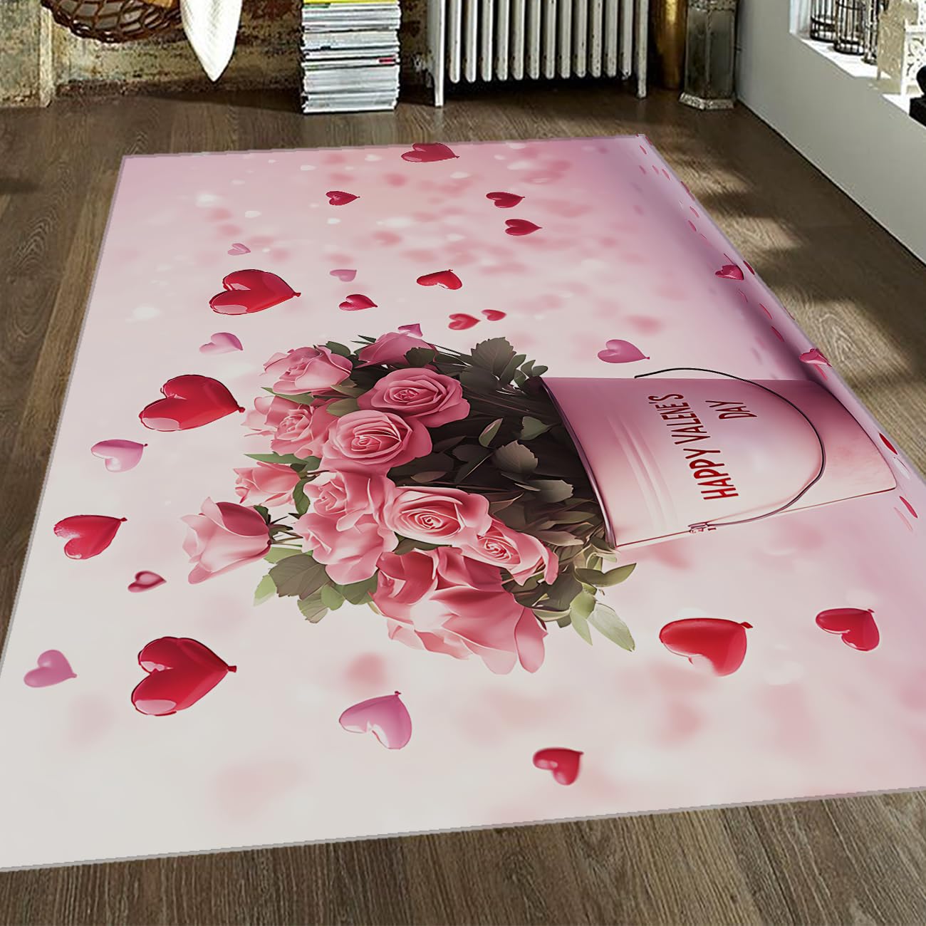 Tapis de chambre roses décoration romantique pour la Saint Valentin