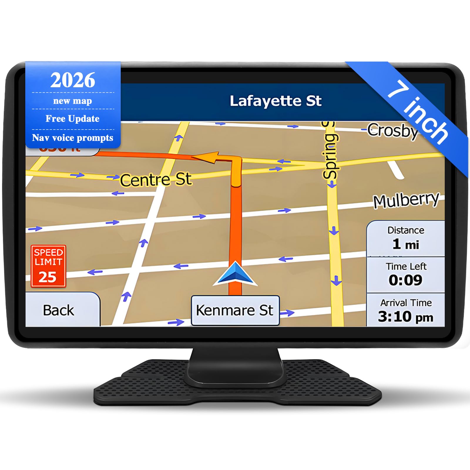 Sat Nav for Car/Truck/HGV - 7 Inch GPS Navigation UK 2025 with Lifetime Free Maps Updates, Real Voice Guidance, Speed Camera Alerts, Postcode Search & Lane Assist