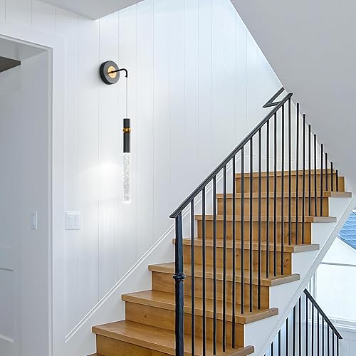 Miniatura 4 de Moderno apliques de pared de cristal, juego de dos lámparas de pared de color negro dorado, lámparas de montaje en pared de tocador de cristal para