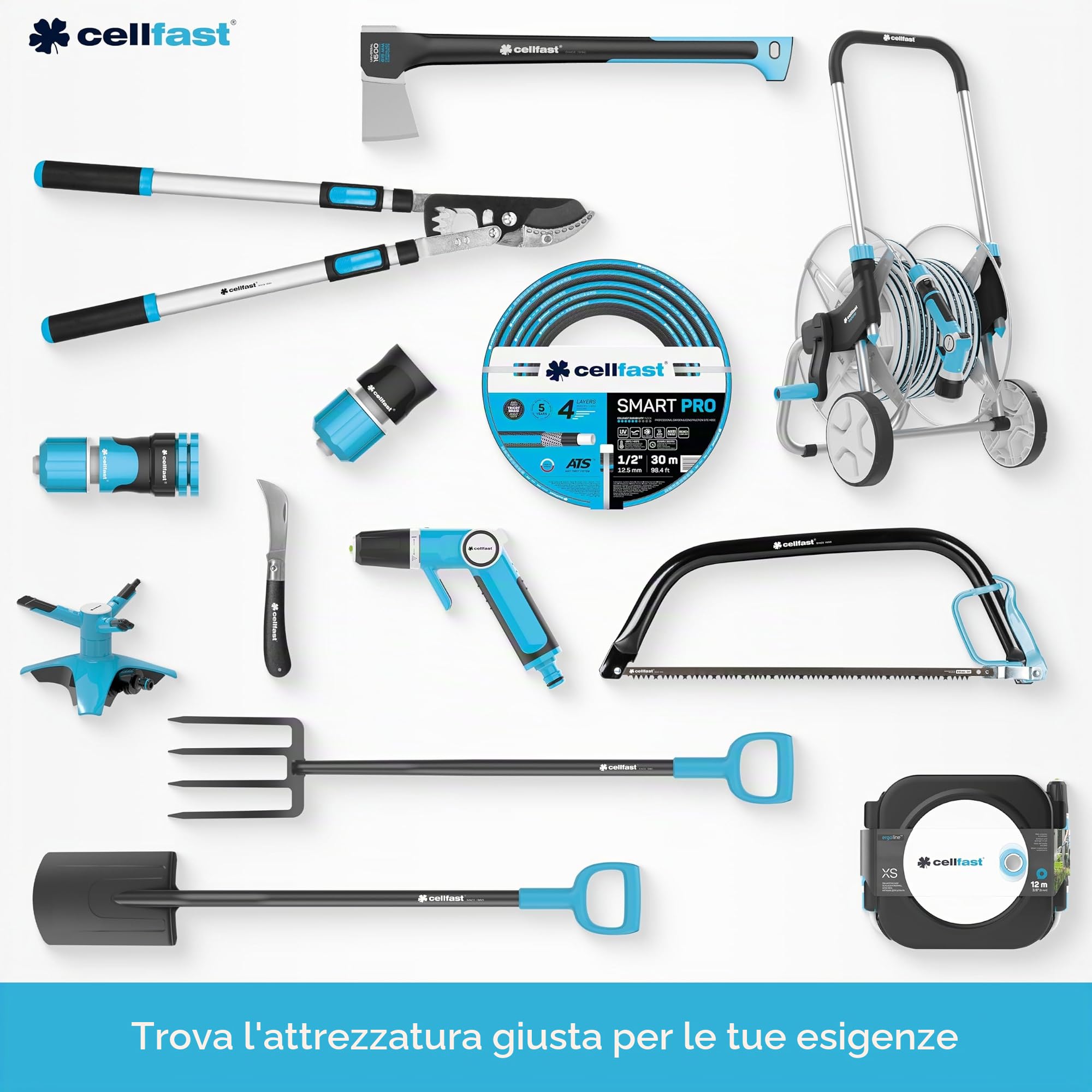 Cellfast Cellfast MULTIFLEX ATSV a 6 strati Tubo da giardino Tessuto a doppio incrocio e tricot ATS2™ Resistente ai raggi UV e alla formazione di alghe 35 Bar (1/2" 30 m)