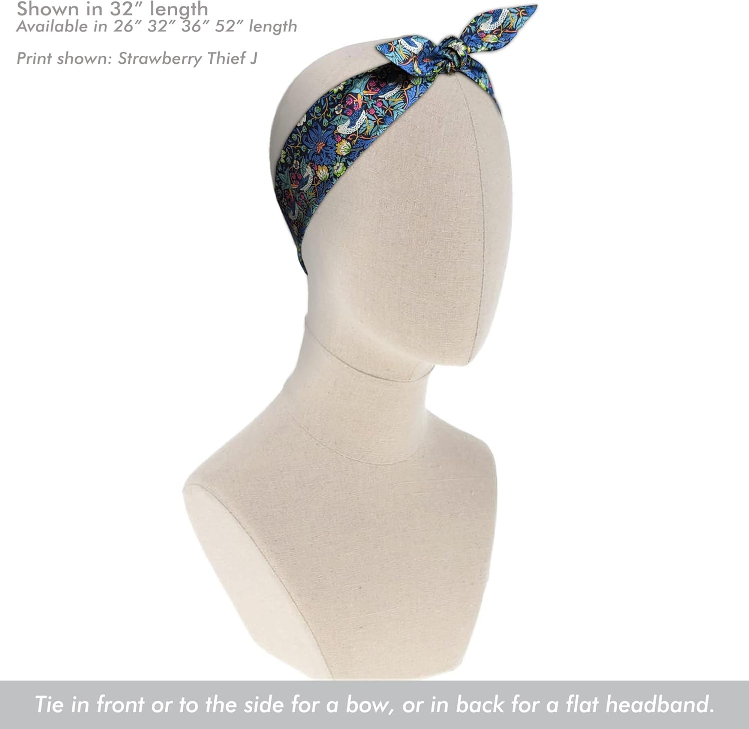 Liberty London Scarf -Choose Length - "Strawberry Thief" William Morris Skinny Scarf Tie Headband, Handbag/Purse flair - Silky Tana Lawn Cotton - Choose Length