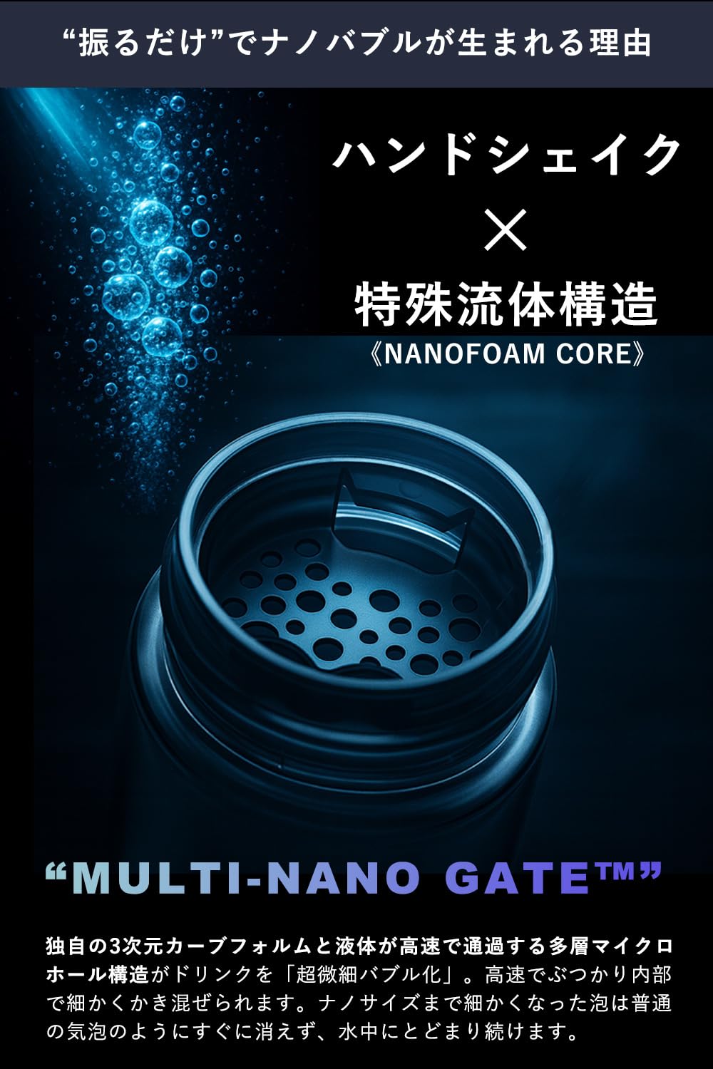 Amazon.co.jp: ナノブル シェイキングボトル 450ml [ NANOBULE ] 10秒