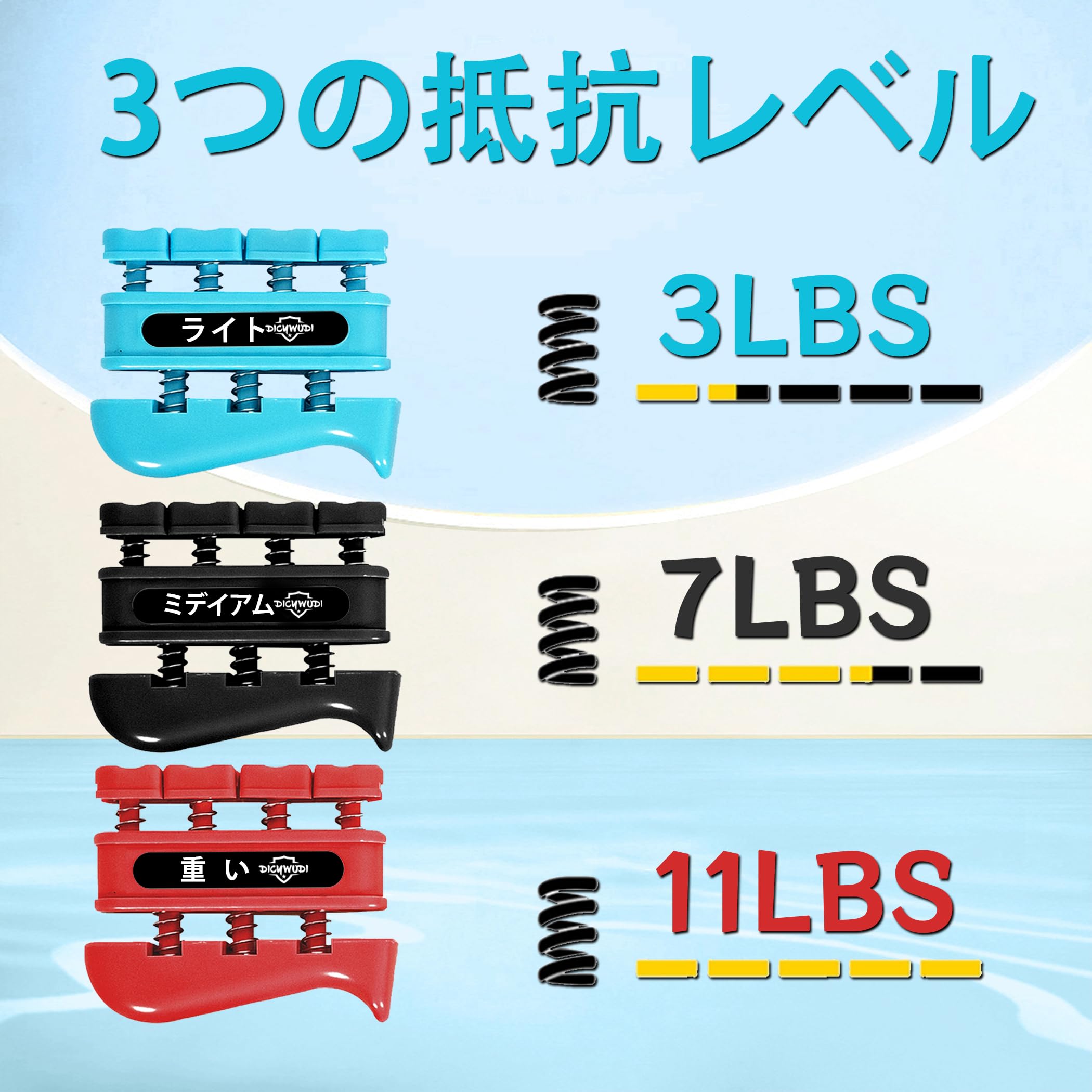 グリップストレングストレーナー 指 手首 手の握力 筋力トレーナー 3個セット Amazon | DICYWUDIグリップストレングストレーナー、指、手首