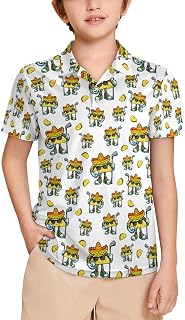 Boy's Polo Shirt Funny Short Sleeve Polo Shirts Button Down Shirt for Youth Teen