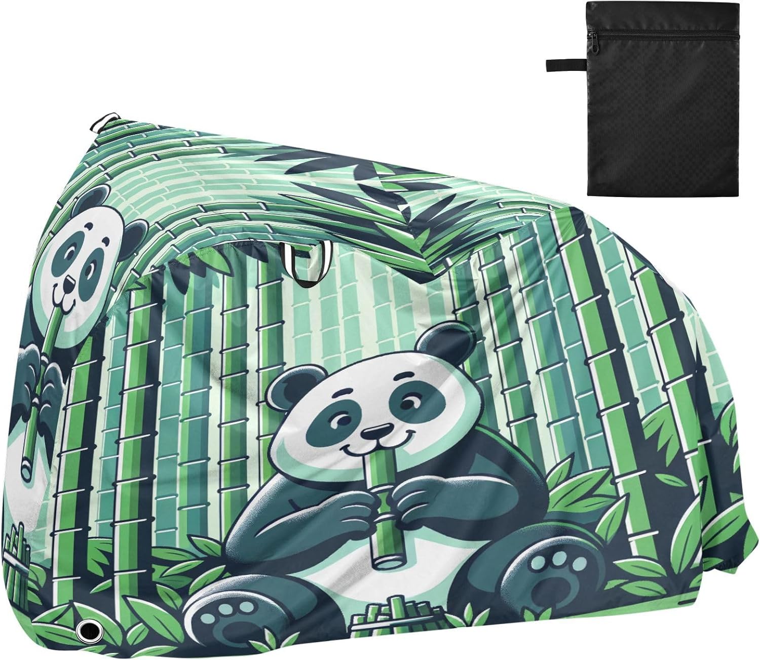 ALAZA Panda Bamboos Bike Cover Waterproof Outdoor Ebike Bicycle Covers Tarp Protection for 1/2 Bikes, Sun UV Dust Wind Proof