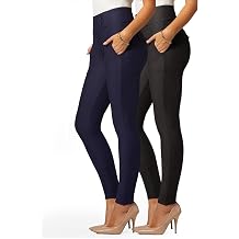 Conceited 2-Pack Stretch Slacks for Women - Wear to Work - Slim Leg Dress Pants with Pockets - Charcoal, Navy - X-Large