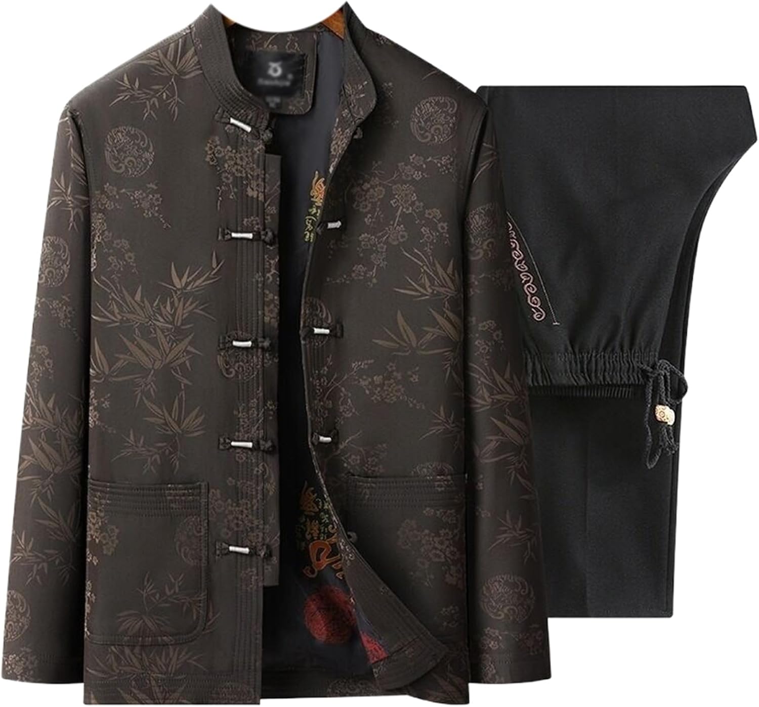 Men's Winter Tang Suit Fleece Lined Thick Retro Hanfu Outfit