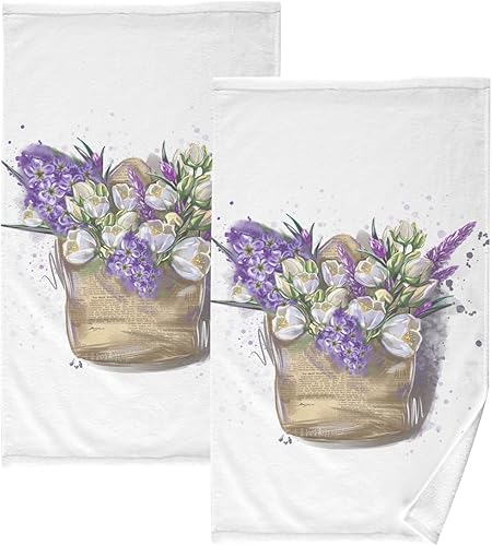 ALAZA Juego de 2 toallas de mano suaves de 100% algodón, 100% algodón, toallas de baño decorativas de lujo, altamente absorbentes, 16 x 28 pulgadas