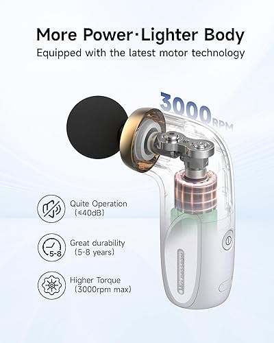 Miniatura 5 de A1 Super Mini pistola de masaje, masajeador muscular de percusión de tejidos profundos, pistola de masaje compacta de viaje deportivo, masajeador