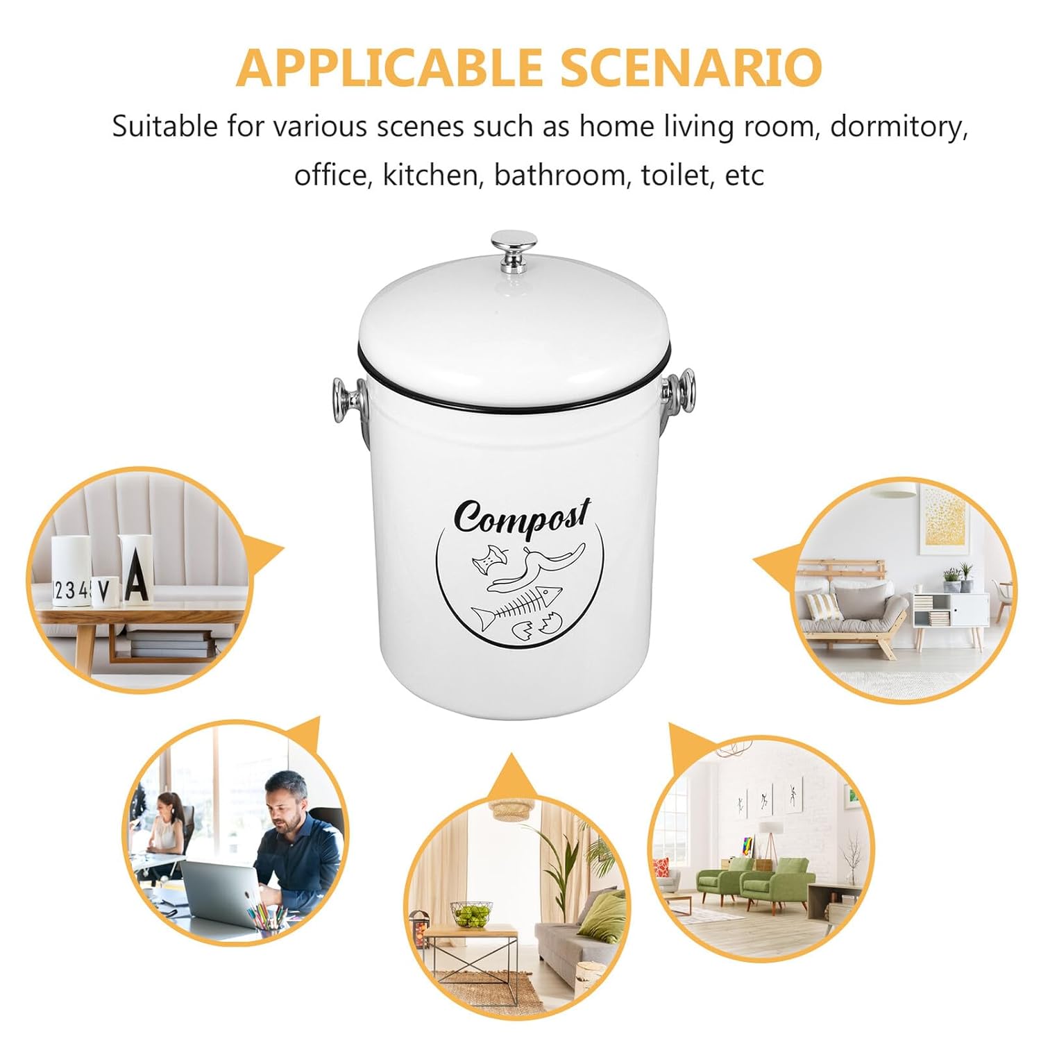 Kitchen Compost Bin with Lid for Food Waste Odor-Sealing Trash Container Large Capacity Countertop Recycle Bin Stylish and Modern Kitchen Garbage Can