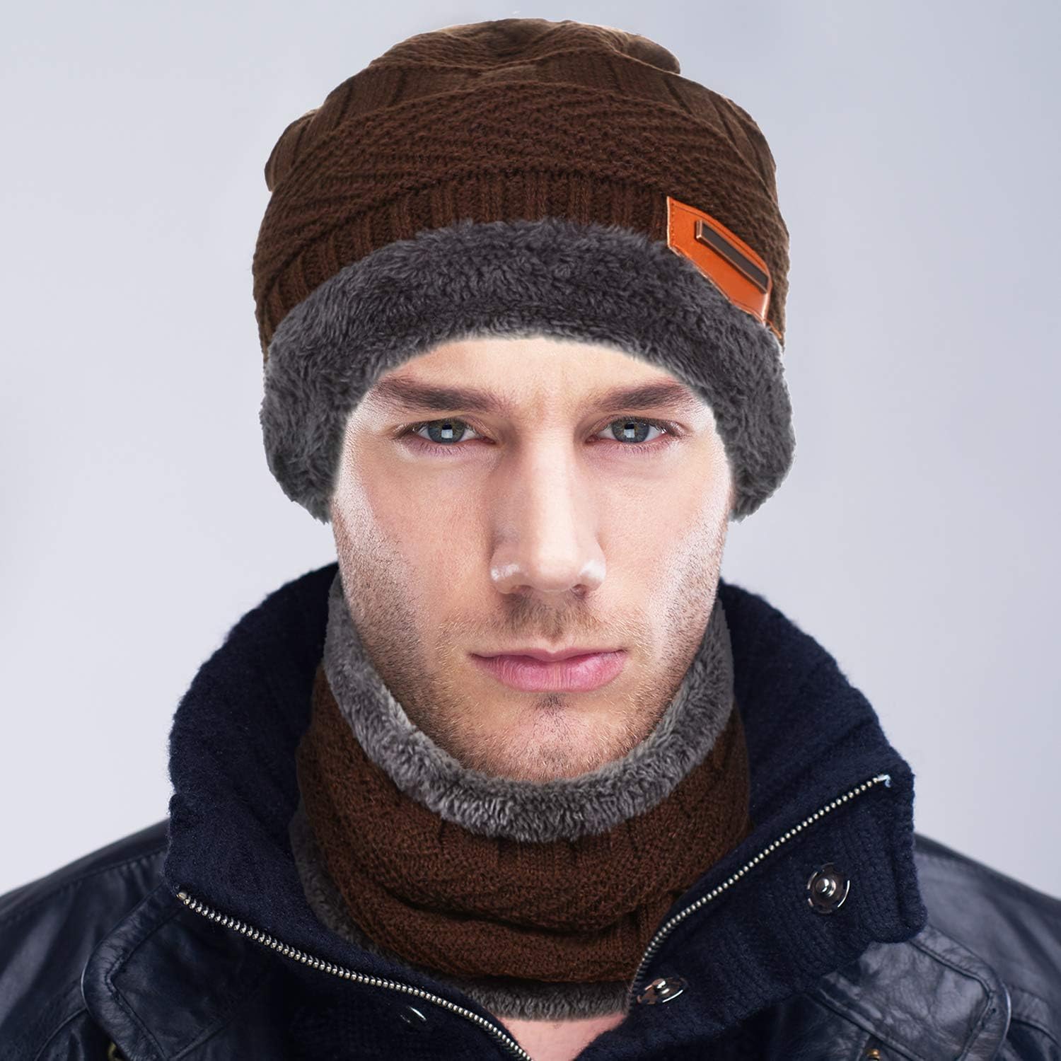 Miniatura 3 de Gorro y bufanda de invierno con forro polar, unisex, diseño de calavera