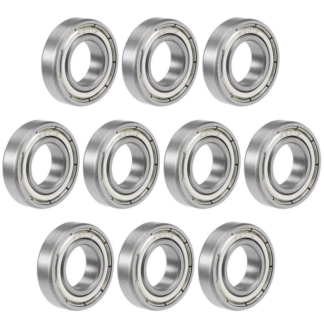 uxcell 6901ZZ Deep Groove Ball Bearing 12x24x6mm Double Shielded Chrome Steel Bearings 10-Pack