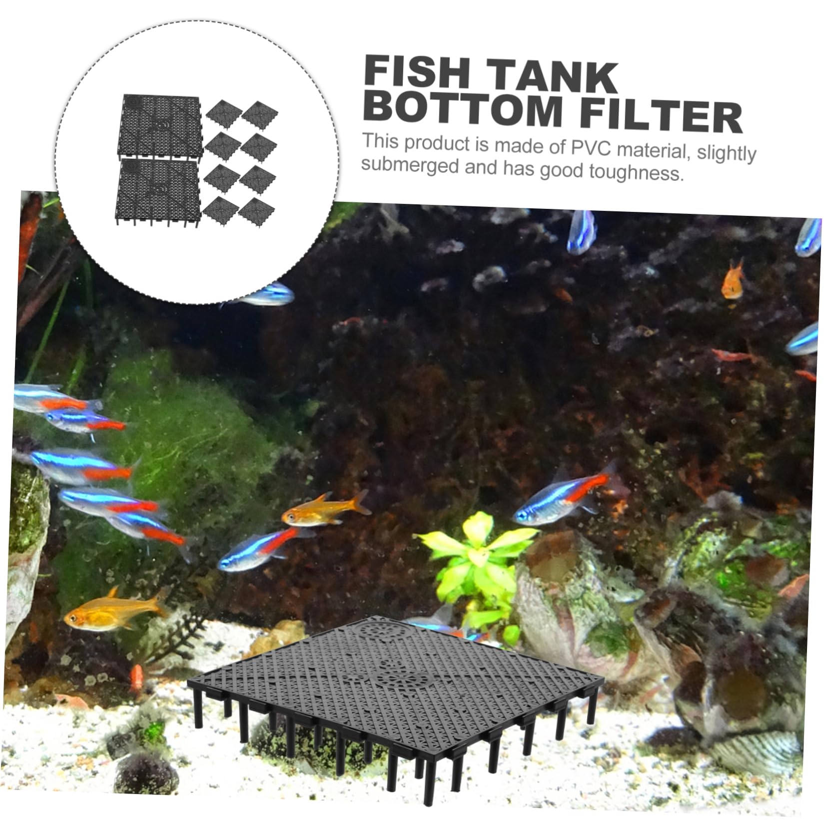 Kisangel Aquarium Bodenplatte PVC 10er Pack Unterkies Aquarium Zubehör Schwarz Fragging Ready