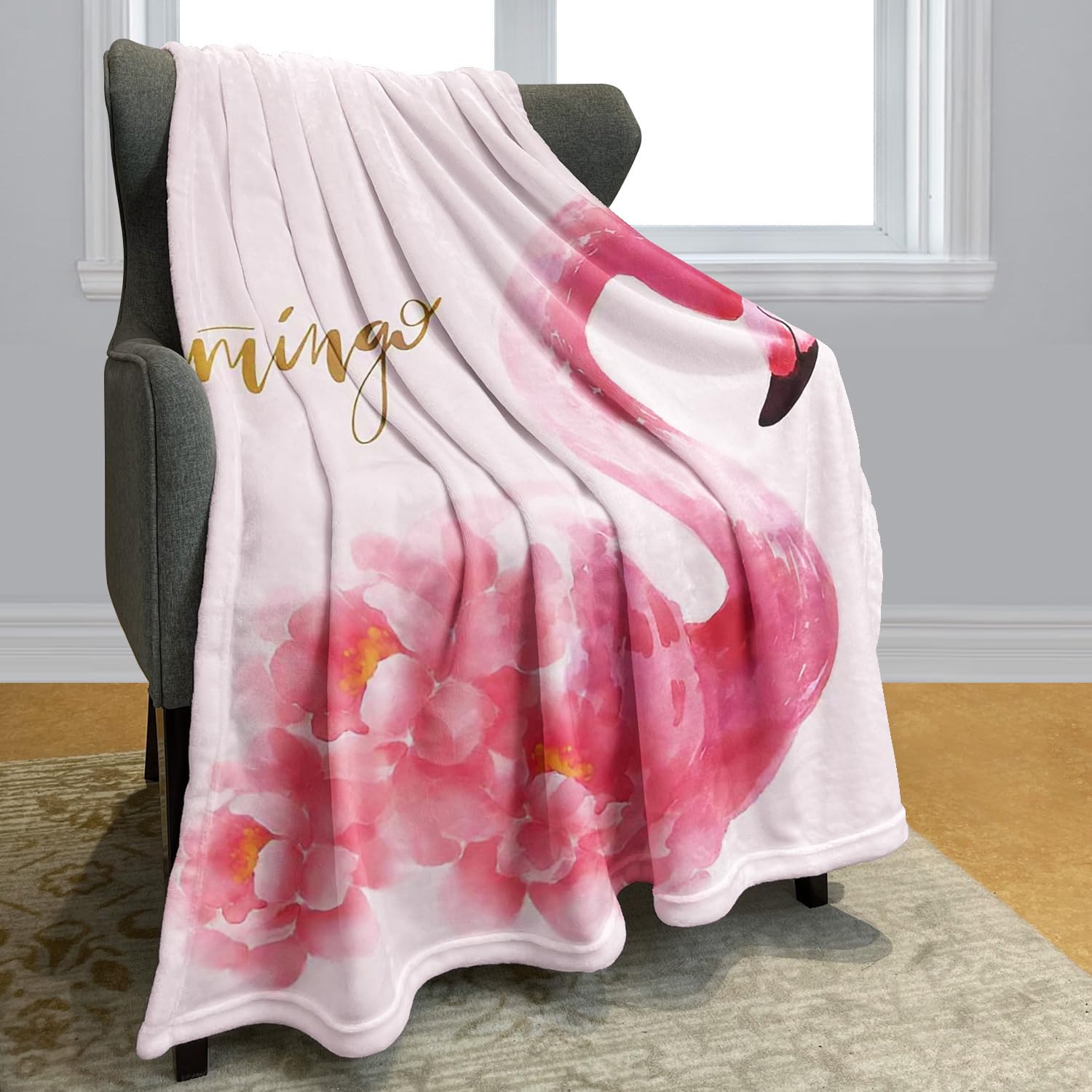 YISUMEI Decke 150x200 cm Kuscheldecken Sanft Flanell Weich Fleecedecke Rosa Flamingo Druck