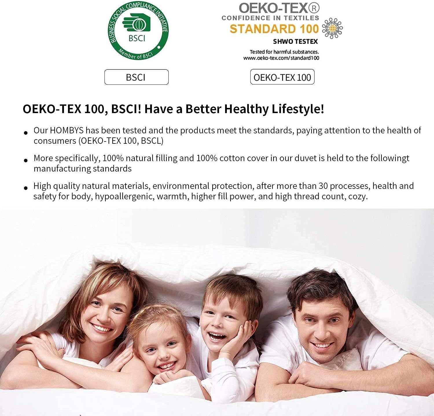 HOMBYS Luxurious Goose Down Comforter Queen Size,100% Cotton Down Proof Duvet Insert Bedding Comforters, 55 Oz Fill Weight Premium Goose Down Feather, 8 Corner Tabs ( White Comforter, Queen) : Home & Kitchen