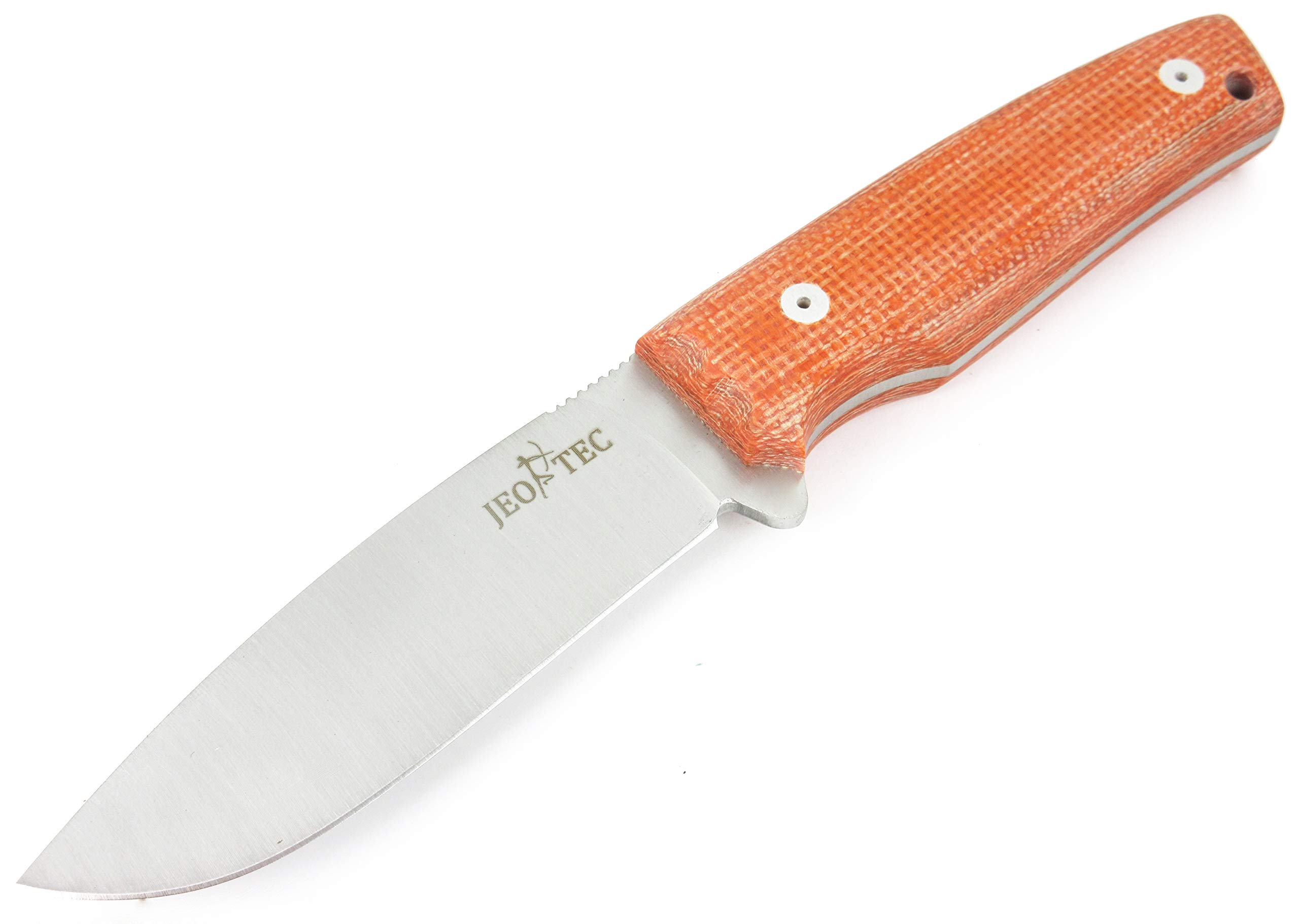 JEO-TEC Nº19 Outdoor Camping Gürtelmesser Jagdmesser Überlebensmesser Survival Bushcraft Messer, Premium Qualität, Stahl MOVA, Lederscheide + Feuerstahl, Handgefertigt in Spanien