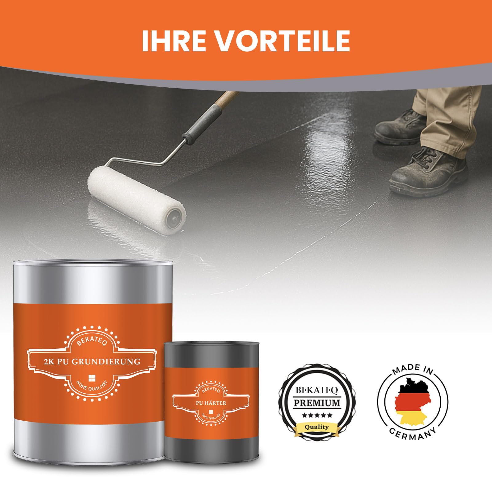 BEKATEQ 2K PU Grundierung farblos 1kg lösemittelfrei für innen & aussen Asphalt & Bitumenböden sowie Beton, Stein, Estrich, Fliesen, Holz - schnellhärtend, auch bei tiefen Temperaturen BK-636PU