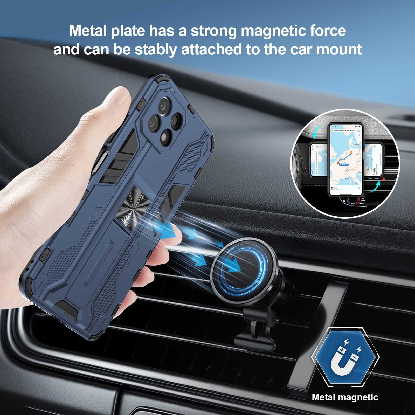 Funda para Xiaomi Redmi Note 15 Pro 5G, Carcasa Antigolpes con Soporte anular metálico, Case Protectora de Grado Militar, Azul — view 110