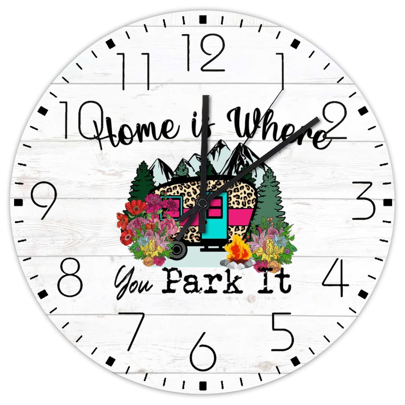 Horloge murale en bois de 30,5 cm pour camping-car et déco glamping