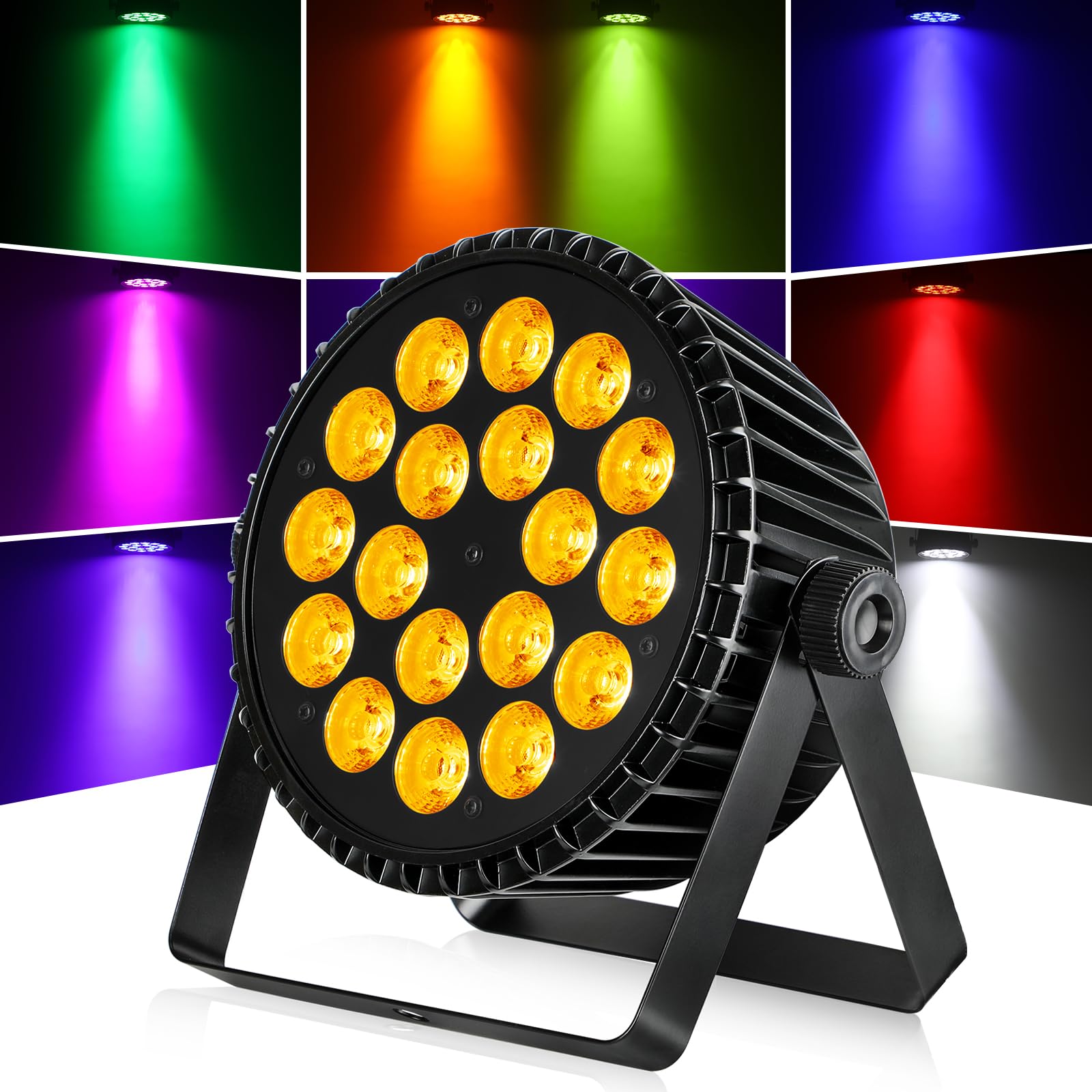 BETOPPER PAR LED 18×18W, 6-in-1 RGB+Ambra+ Lime+UV Luci Discoteca(CRI/RA>95), Luce Nera Strobo/Wash, DMX512/Auto/Suono/Master-Slave, per DJ, Feste, Matrimoni, Club (1)