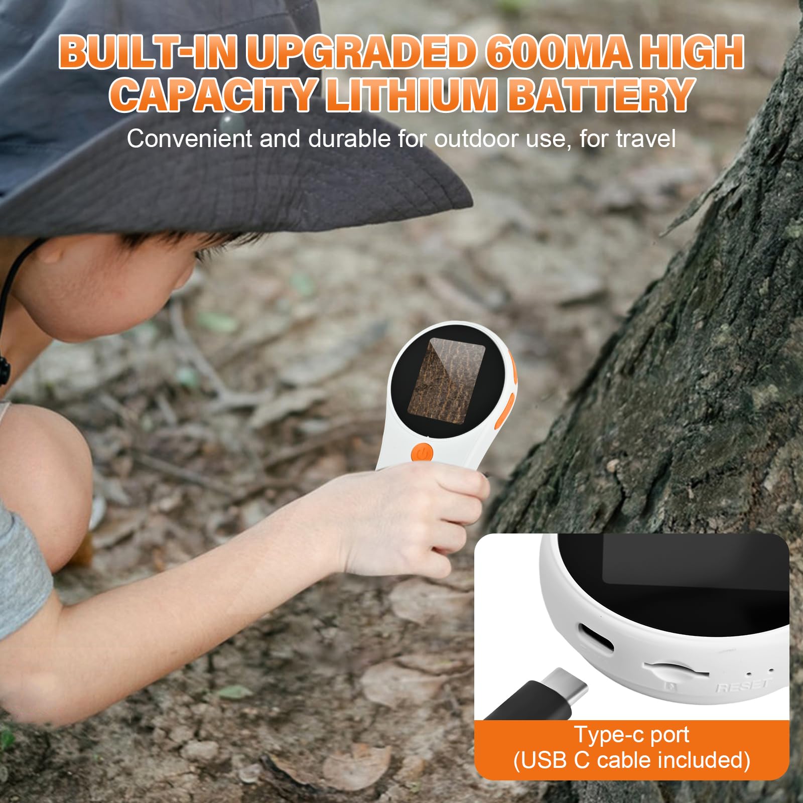 Microscopio Digitale Portatile - Lente ingrandimento 500x, alta definizione 200w pixel, Microscopio Bambini ideale per esplorazione all'aperto e ricerca educativa