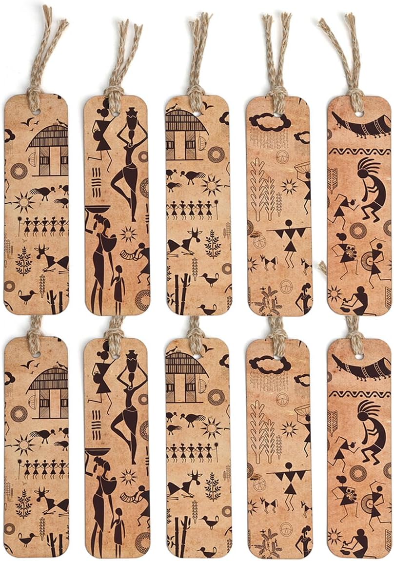 GKD Bookmarks Set of 10 bastar Art Bookmarks Aesthetic with Hard Paperback Book Marker Handmade Tassel dori Book Accessories Unique Gifts for Book Lovers (ecofriendly 10pc)