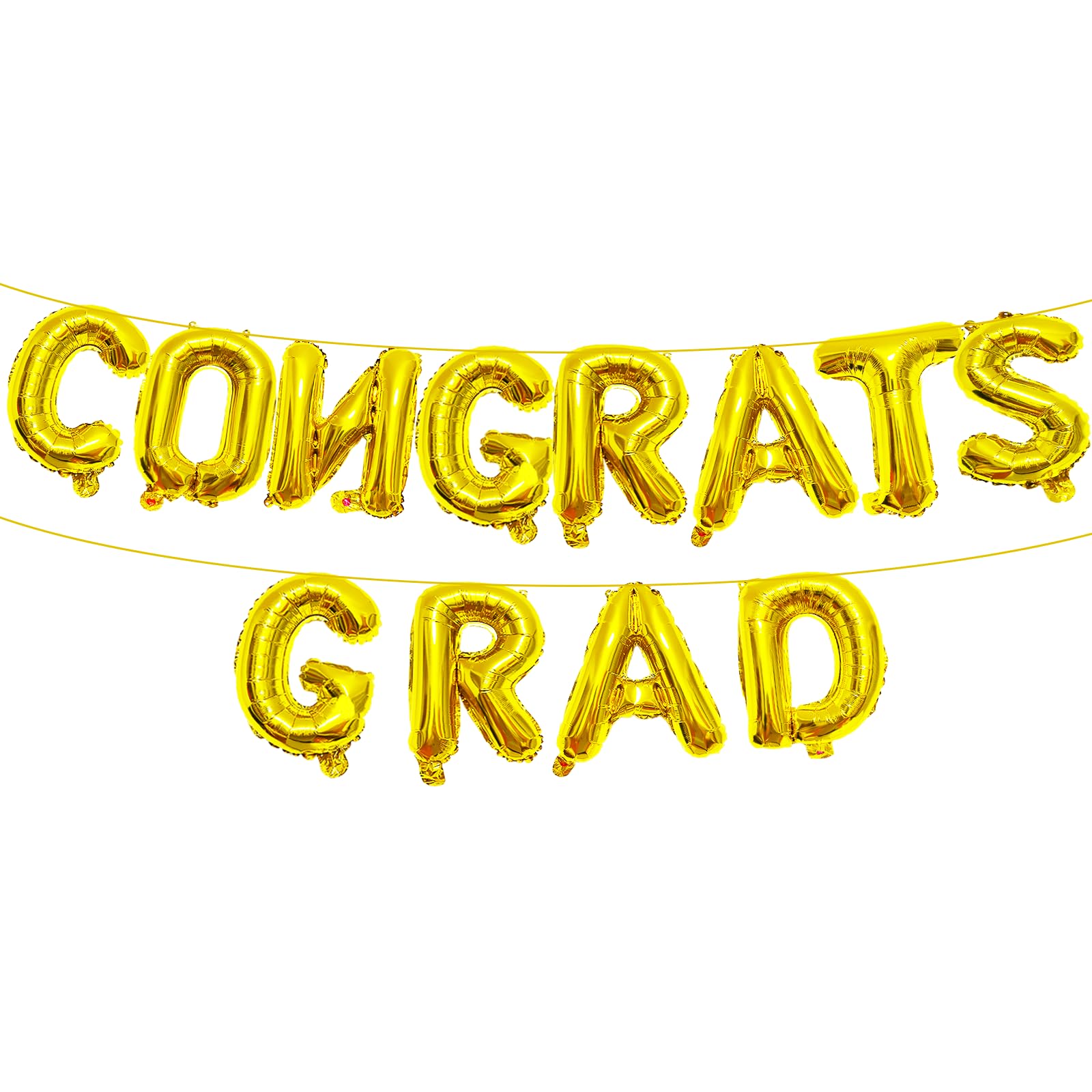 16 Inches 'CONGRATS GRAD' Graduation Letter Balloons Banner for High School, College, Graduation Party Decorations, and Prom Ceremony Decor (Gold)