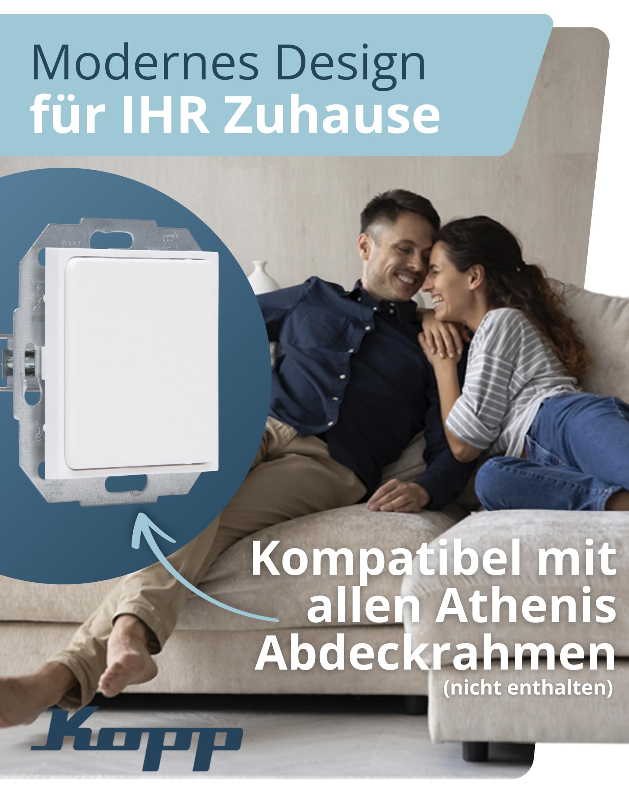 Kopp ATHENIS Blindabdeckung in Arktisweiß matt – Unterputz-Abdeckung für freie Rahmenfelder – Hochwertige IP20 Blindplatte aus Kunststoff – Einheitliche & stilvolle Wandgestaltung