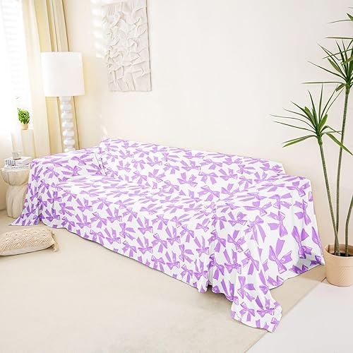 Miniatura 2 de Erosebridal Kawaii Bowknot Sofa Cover 71" x 102" Ribbon Bow Couch Covers Bow Tie Sofa Protector Aesthetic Couch Protector for Couches and Sofas