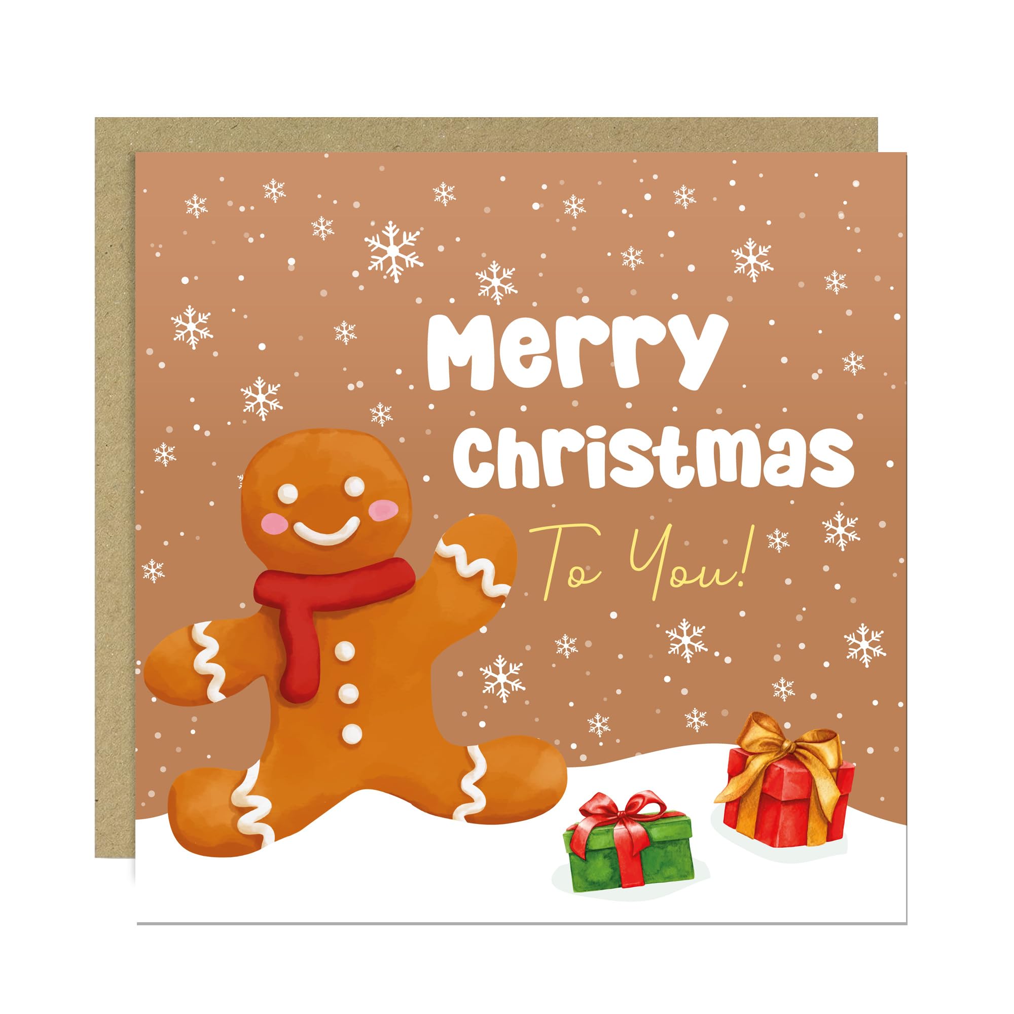 RED OCEAN Merry Christmas Greetings Card Seasons Greetings Xmas Cards For Kids Children Teachers 145x145mm With Kraft Envelope Festive Card For Him Her