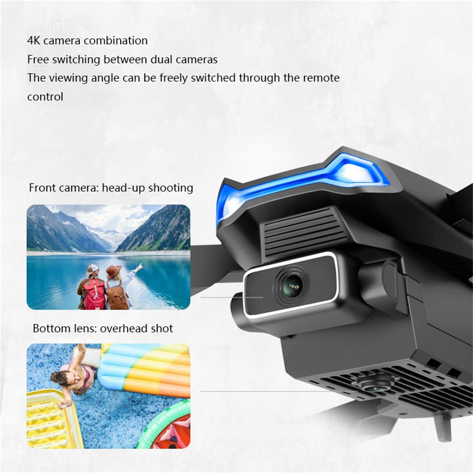 Drone, sk艂adany dron z dwoma kamerami 4K, 50-krotny zoom, fotografowanie z zoomem obiektywu mo偶na przeprowadzi膰 za po艣rednictwem aplikacji, produkcja MV mo偶e zosta膰 utworzona natychmi