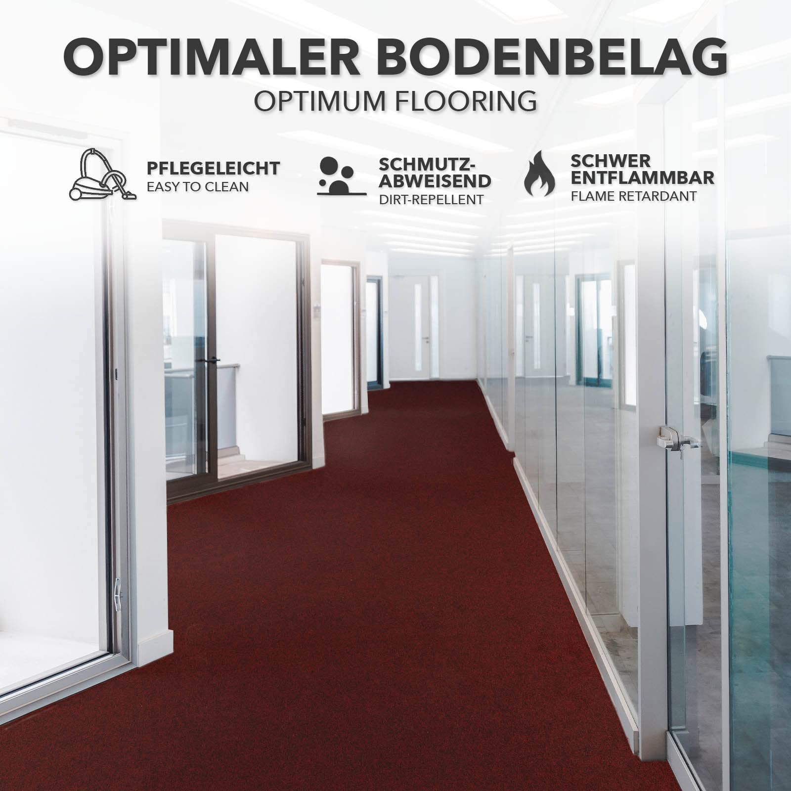 KARAT Nadelfilz Bodenbelag Atlas 200 x 100 cm, Grau - Meterware - pflegeleichter Gewerbe Teppichboden - schalldämmend, rutschhemmend - Teppich Läufer - Büro Messe
