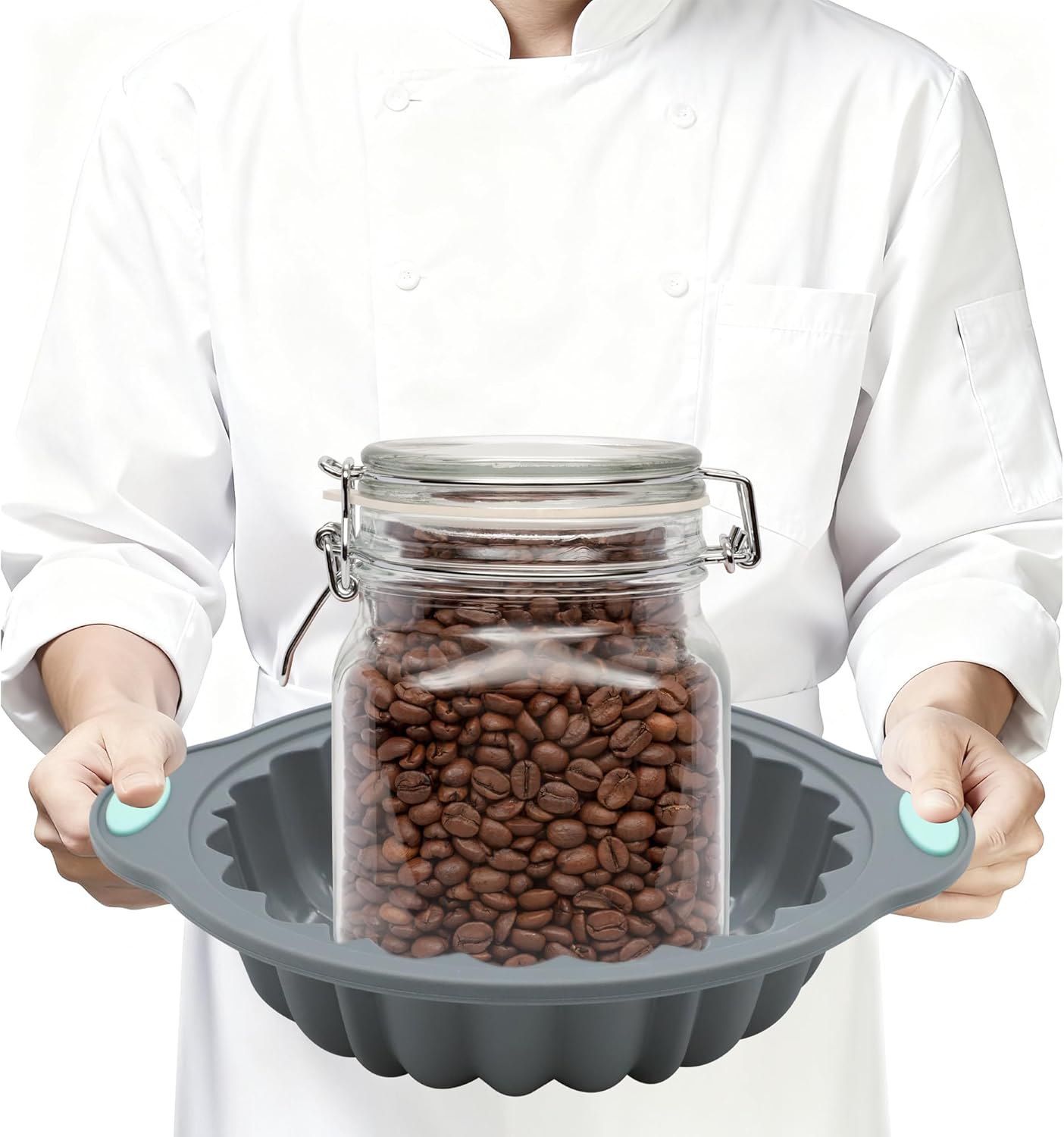 3-Piece Silicone Round Cake Pan Set, Metal-Frame Non-Stick Baking Trays, Jelly Molds, Non-Stick Grooved Cake Molds, Suitable for Breads, Meat Patties, Cakes, 5/7/9 Cups, Light Gray