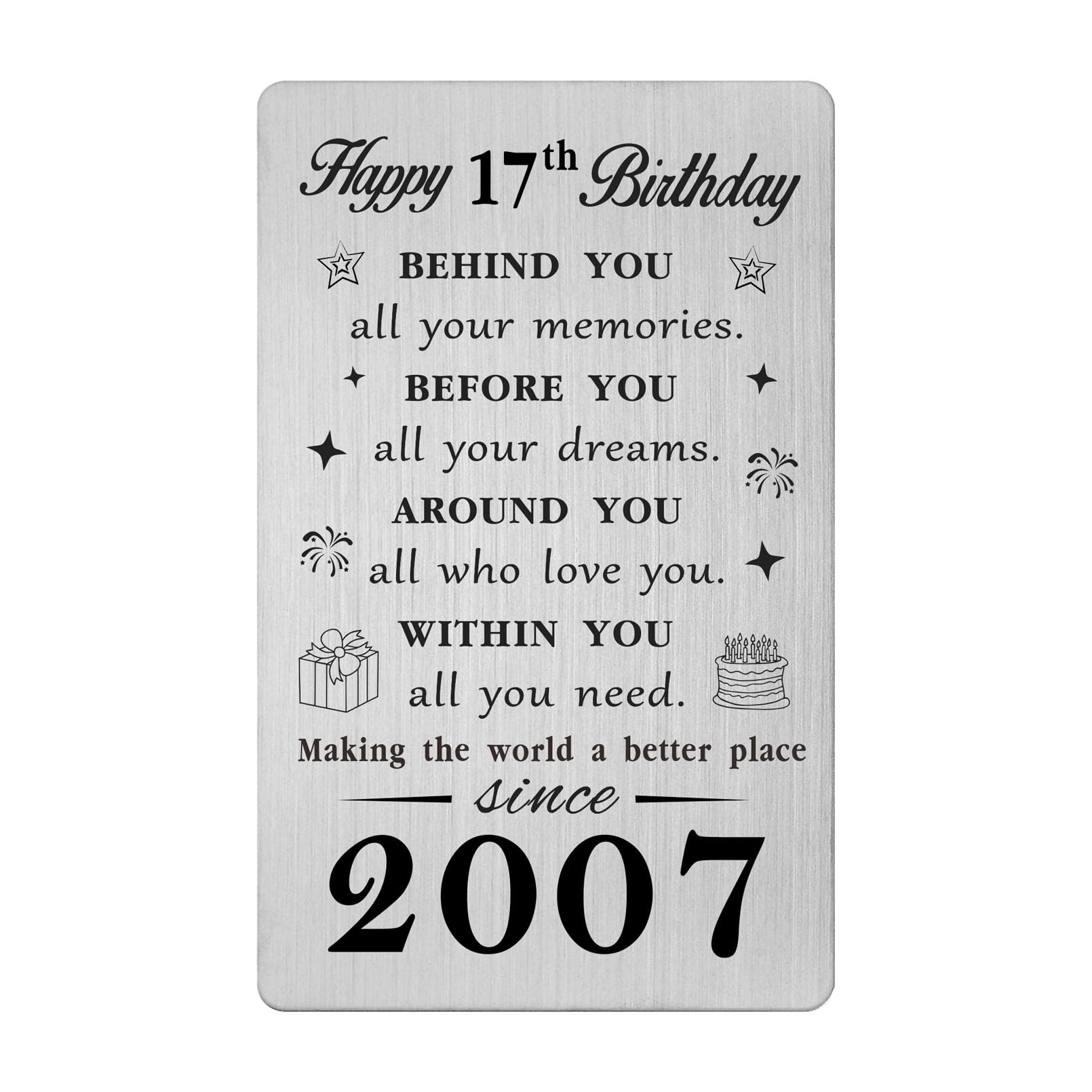 Gezxin Sweet Happy 17th Birthday Card for Girls Boys- Personalised 17 Year Yr Old Birthday Gift for Men Women Male Female- 2008 Seventeen Bday Present Keepsake for Teen Teenager