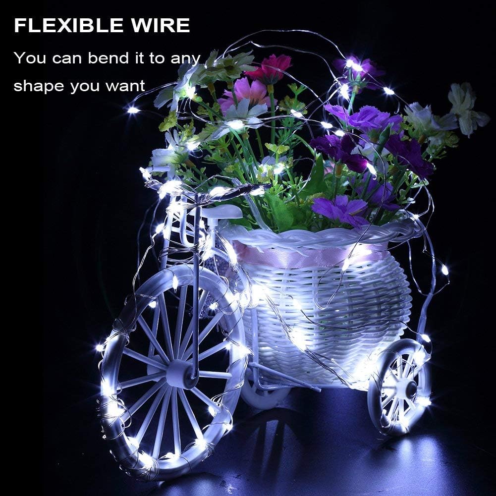 TingMiao Cool White Fairy String Lights Battery Operated Firefly Lights LED Starry Lights 7.2ft 20 LEDs Silvery Copper Wire for Christmas DIY Decoration Wedding Party (6 Pack)