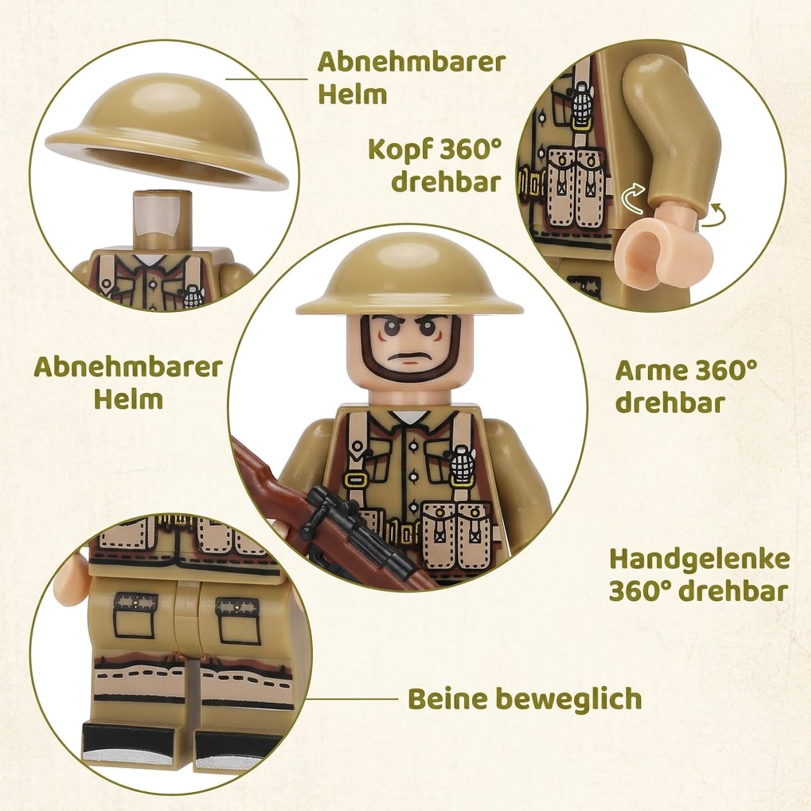 1 zestaw figures, żołnierzy, 30 figures, mini figures, zestaw zawiera moździerz x 2 karabin maszynowy, 1 płyta podstawowa, 1 worek na piasek, idealny dla miłośników historii