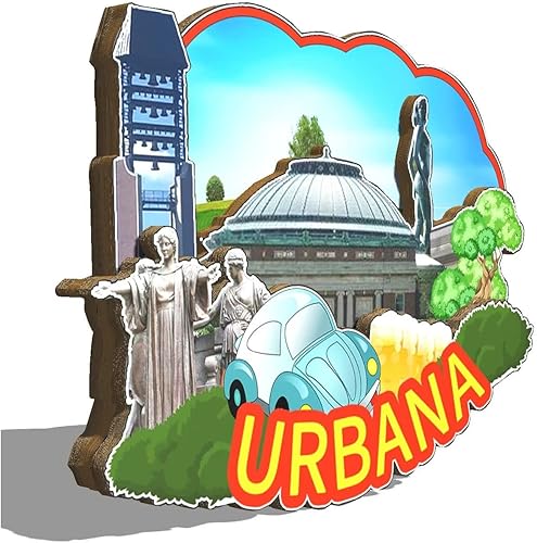 Miniatura 2 de Urbana Illinois USA - Imán de madera para nevera, 3D, monumentos de viaje, coleccionables, recuerdos, decoración hecha a mano, 2