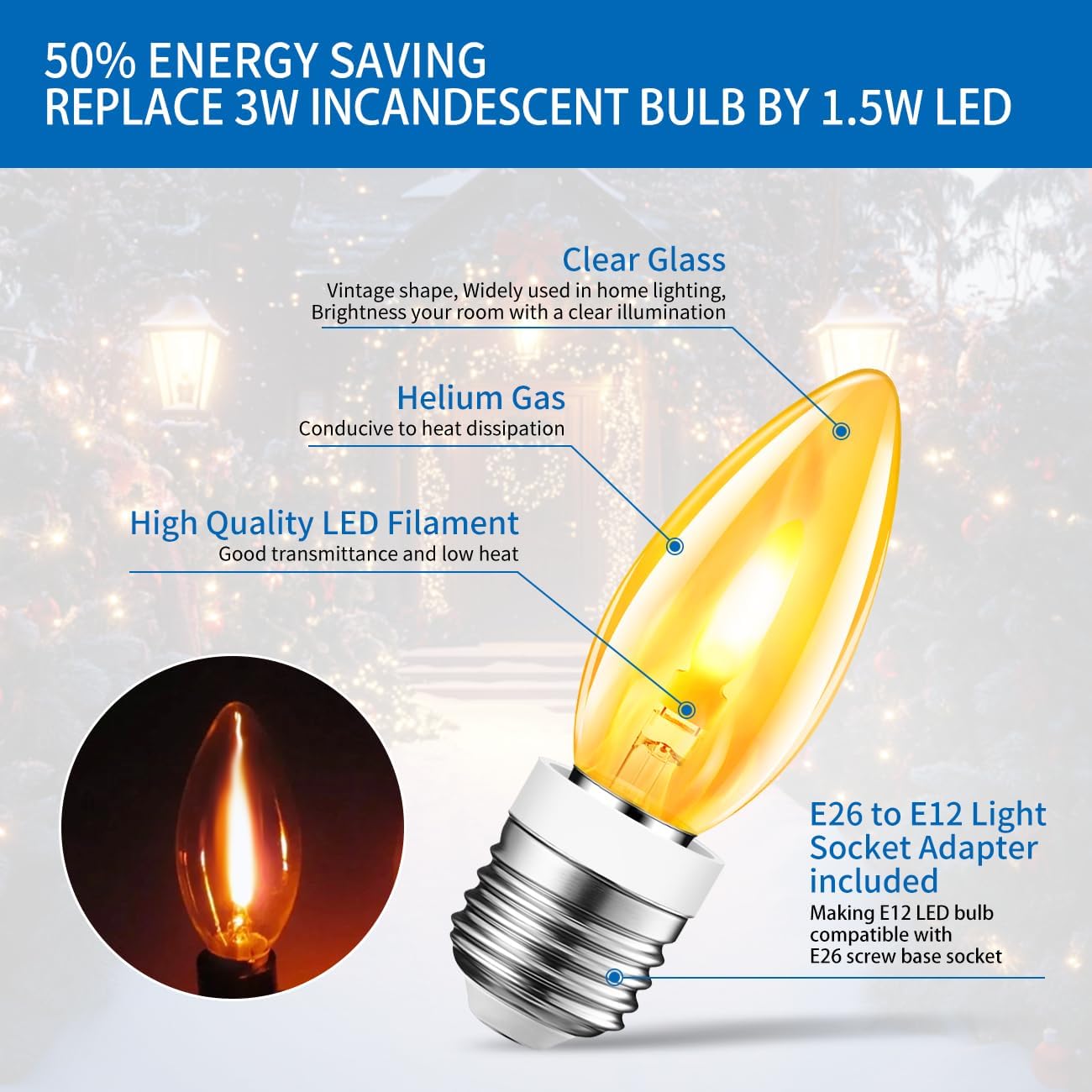 ANWIO Flicker Flame Light Bulbs, 6 Pack E12/E26 Base, 1800K Warm Candle Bulbs with 2 Modes, Non-Dimmable Flickering Flame Tip Lights for Chandelier Home Decorations Party and Outdoor Porch Yard