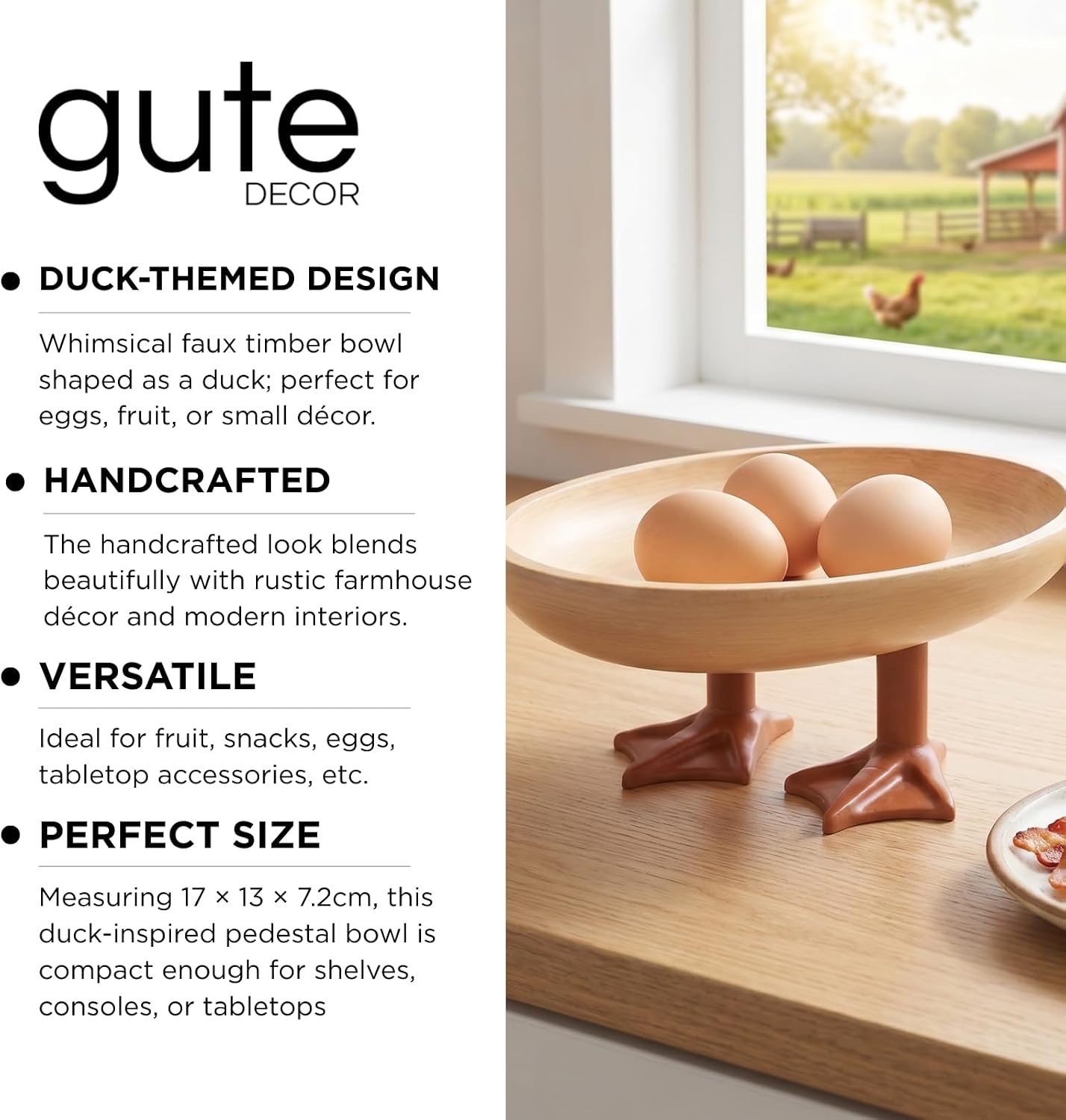 Vintage Egg Holder Countertop Wooden Style Duck Feet Farmhouse Kitchen Rack