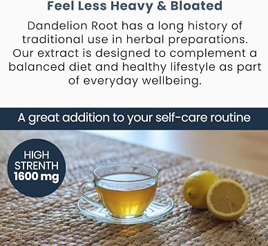 WaterEase Dandelion Root Capsules 1600mg 4:1 Extract | High Strength Supplement for Water Retention & Fluid Balance | Vegan Herbal Capsules Digestive Wellness | 90 Capsules | 3 Month Supply