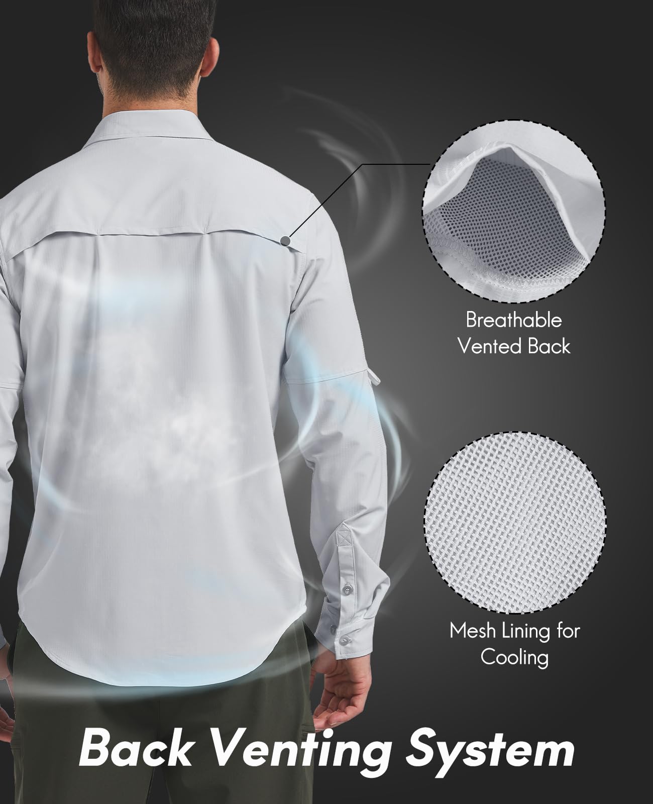 Haimont Camisas de pesca con protección solar UPF50+ para hombre, para senderismo, viajes, camisas de manga larga con botones y bolsillos