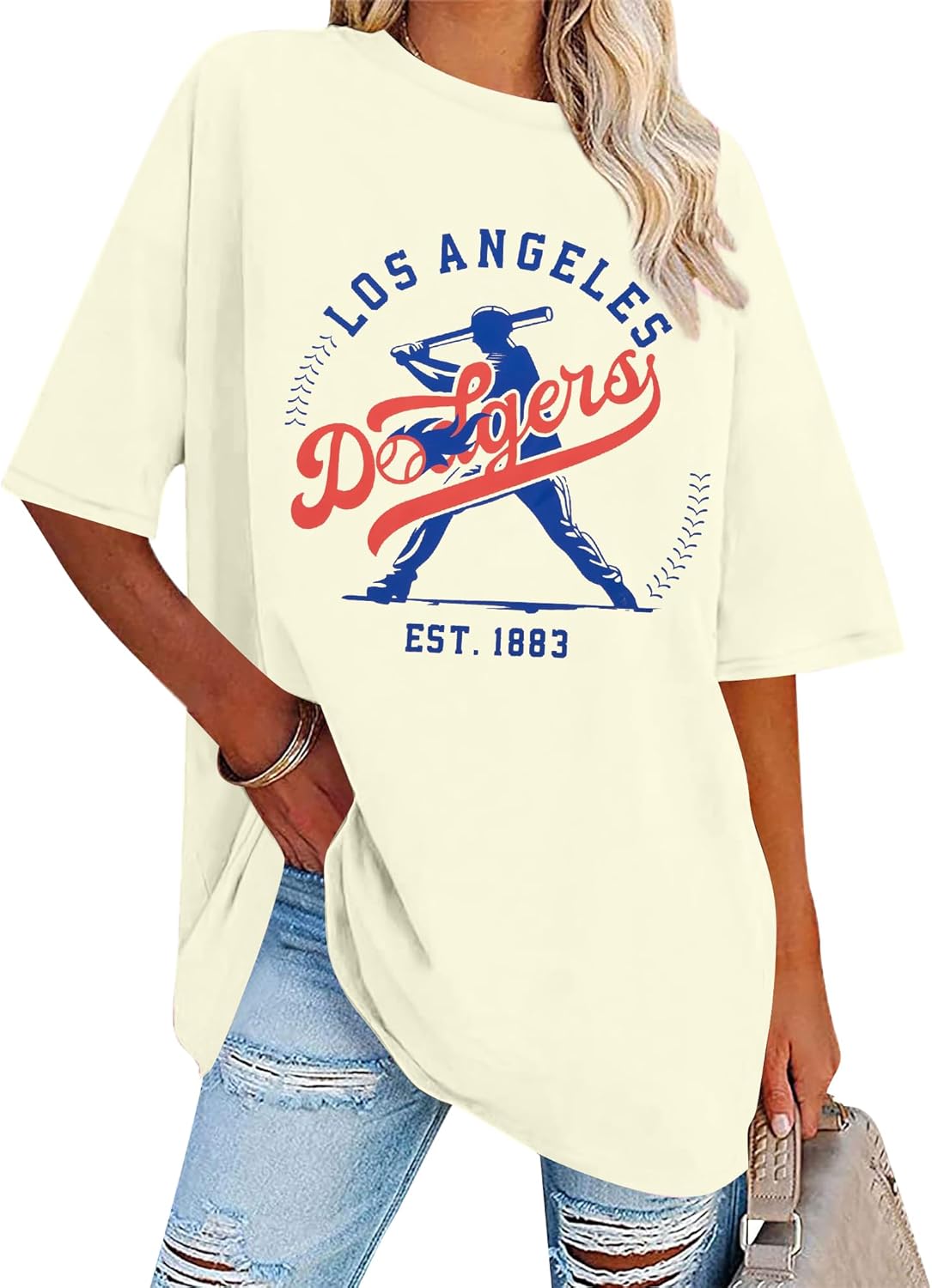 Baseball Shirt Women Oversized Game Day Shirts Dadgers Baseball Fan Shirt Sport Team Fans Short Sleeve Tee
