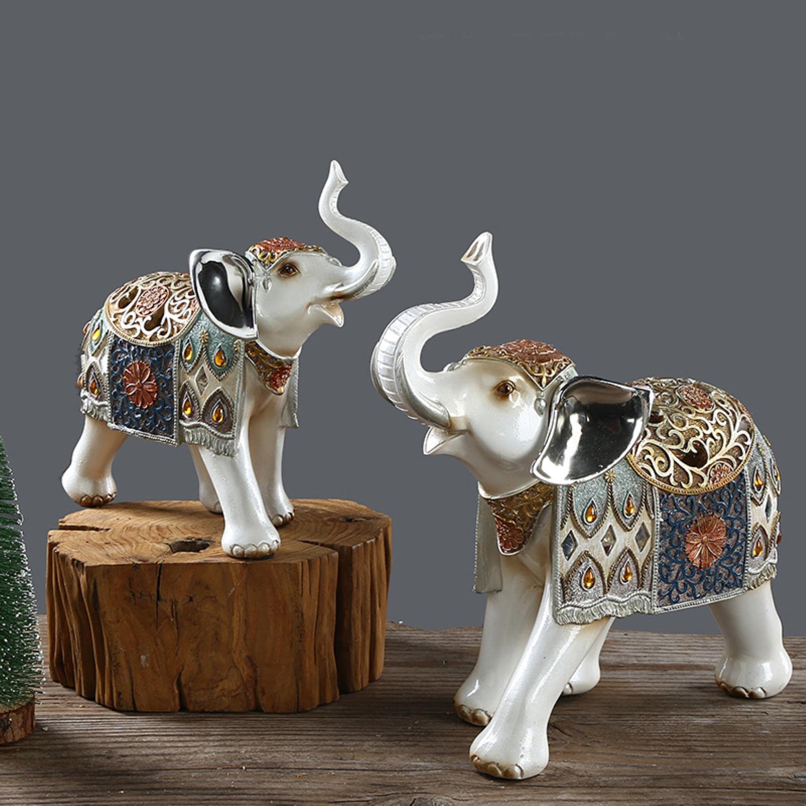 SARGE Estatua del Elefante de la Suerte Figura de Elefante en Miniatura en Resina Adorno de Elefante Feng Shui Dorado Decoración del hogar