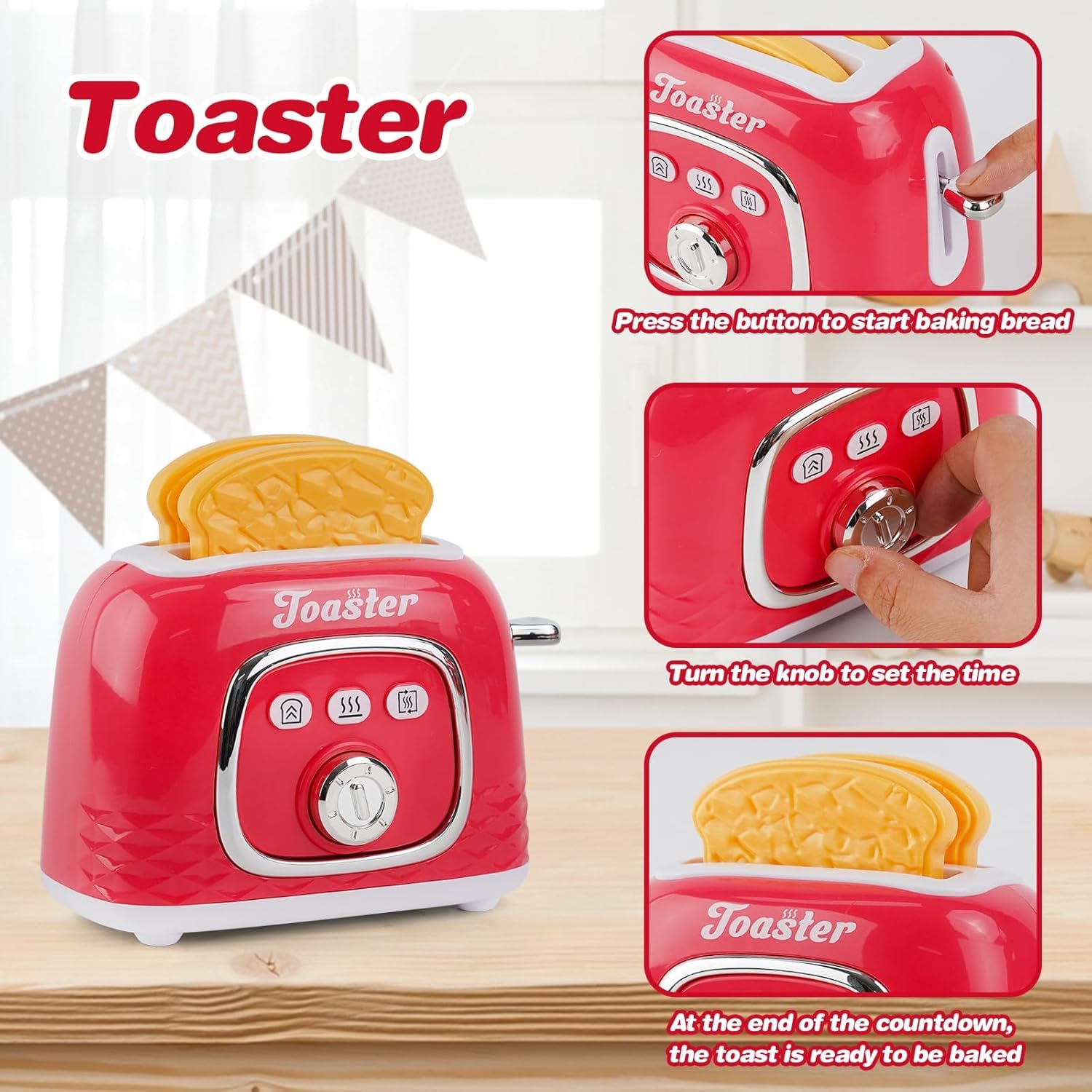 HOMCENT Juego de juguetes de cocina para niños de 3 a 8 años, color rojo
