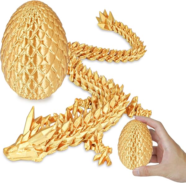 Überraschungs-Drachenei mit Drache im Inneren Geschenke für Kinder und Erwachsene 3D-gedrucktes Fidget-Spielzeug perfekt für Weihnachten Ostern Geburtstage Deko Stressabbau(Gold, Klein) - 1