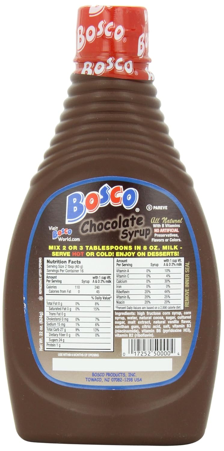 Bosco Syrup, Chocolate, 22 Ounce (Pack of 12)