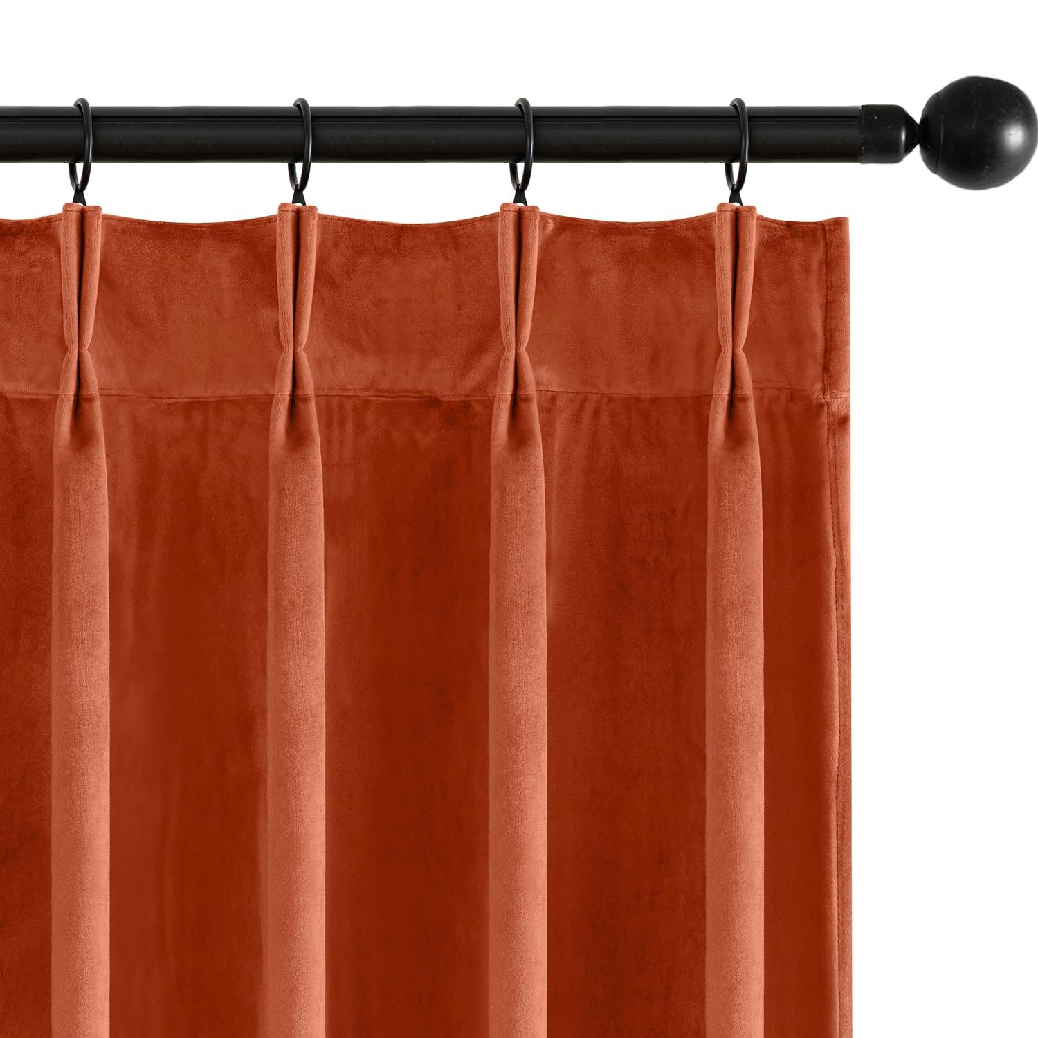 MIULEE Velvet Pinch Pleated Blackout Terracotta Curtains 40x84 Inches