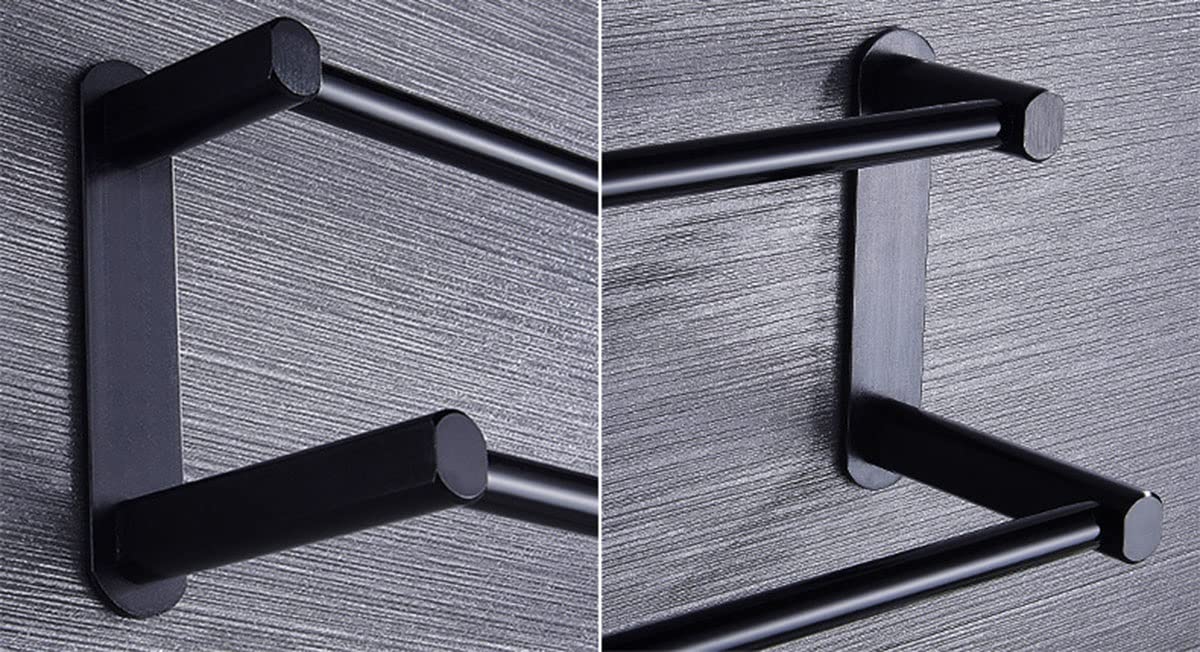 Toallero de 2 niveles montado en la pared con barra doble para toallas para cocina y baño, color negro (71 cm)